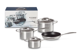 Le Creuset - komplet stalowych garnków 4 el. 3-ply