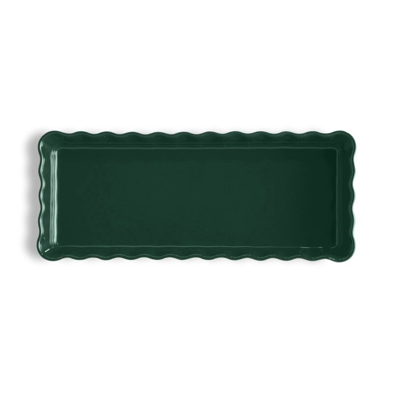 Emile Henry - Prostokątne naczynie do tarty- 36x15x5cm - cedrowy/zielony