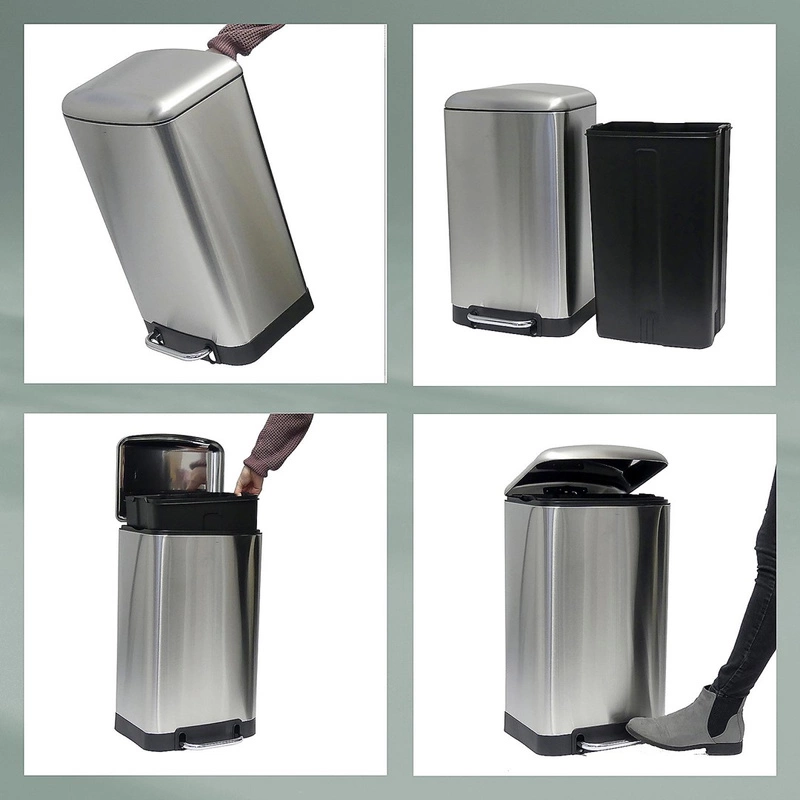 Kela - Kosz stalowy na śmieci 6 l szary Davino