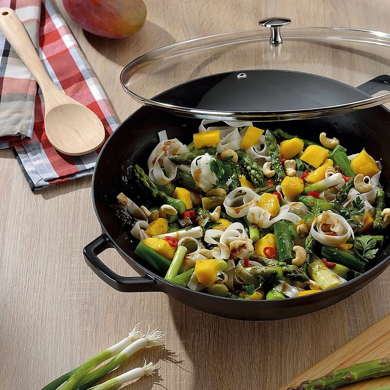 Kela - Wok żeliwny 36cm z pokrywką 4 l czarnyCalido