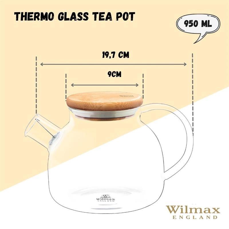 Wilmax - Dzbanek do herbaty 0,95 l, pokrywa bambusowa