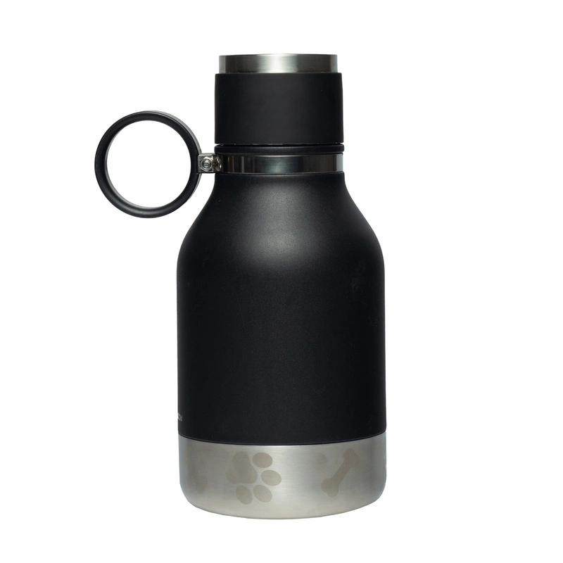 Asobu - Butelka STAINLESS z miską dla psa czarna, 975ml