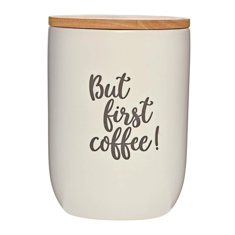 Cilio - pojemnik kuchenny, ceramika/drewno dębowe, 1,0 l, kremowy Coffee Culture