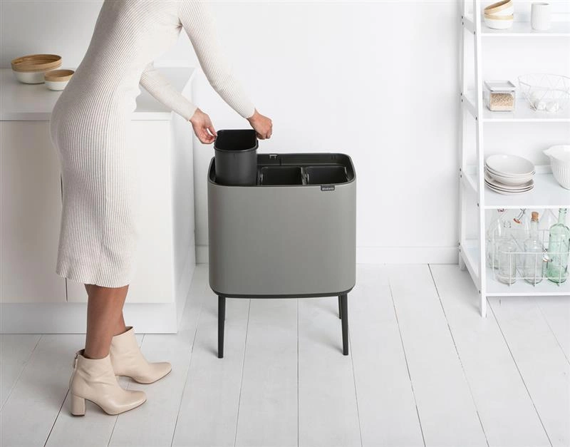 Brabantia - Kosz na śmieci Touch Bin Bo 3 x 11L Mineral Concrete Grey