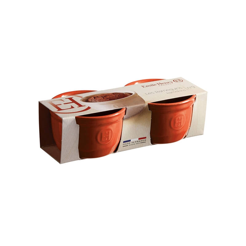 Emile Henry - Zestaw dwóch miseczek do zapiekania typu ramekin - N°9 - czerwony