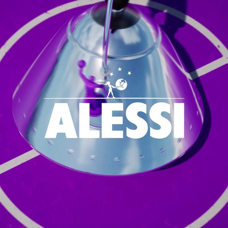 Alessi - czajnik z gwizdkiem, koszykarz, fioletowa rączka 9093