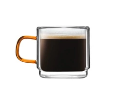 Vialli Design - Komplet 2 szklanek z podwójną ścianką do espresso Amber 80 ml