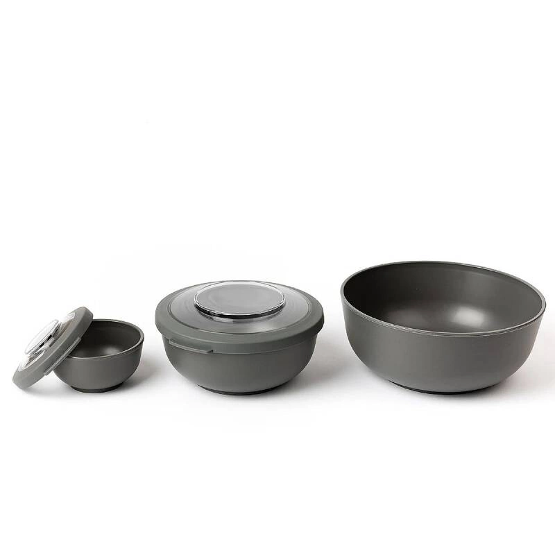 Amuse - 3 miski z pokrywkami szare