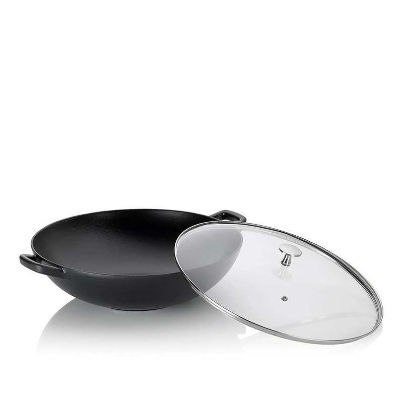 Kela - Wok żeliwny 36cm z pokrywką 4 l czarnyCalido
