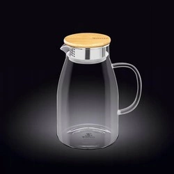 Wilmax - Dzbanek szklany do napojów 1,9 l Slim pokrywa bambusowa