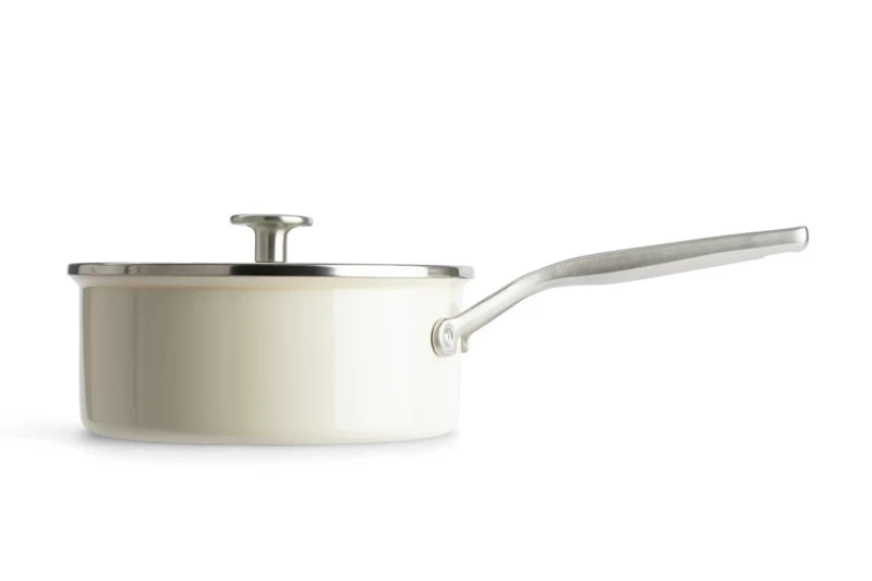 KitchenAid - Zestaw garnków emaliowanych 8 elementów Almond kremowy