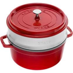 Staub - garnek żeliwny okrągły z wkładem 3.8 ltr czerwony La Cocotte