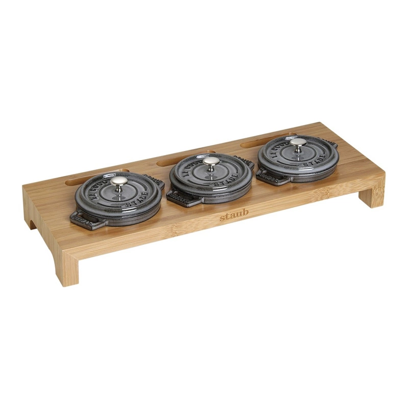 Staub - stand na 3 mini cocotte drewniany