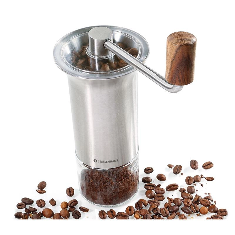 Zassenhaus - młynek do kawy, stal nierdzewna/szkło, 40 g, śred. 8 x 21 cm Barista