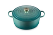 Le Creuset brytfanna żeliwna emaliowana Signature okrągła 28 cm 6,7l Bleu Riviera