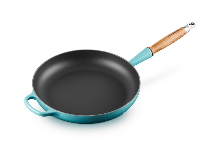 Le Creuset - patelnia żeliwna z drewnianym uchwytem 28 cm Karaibski