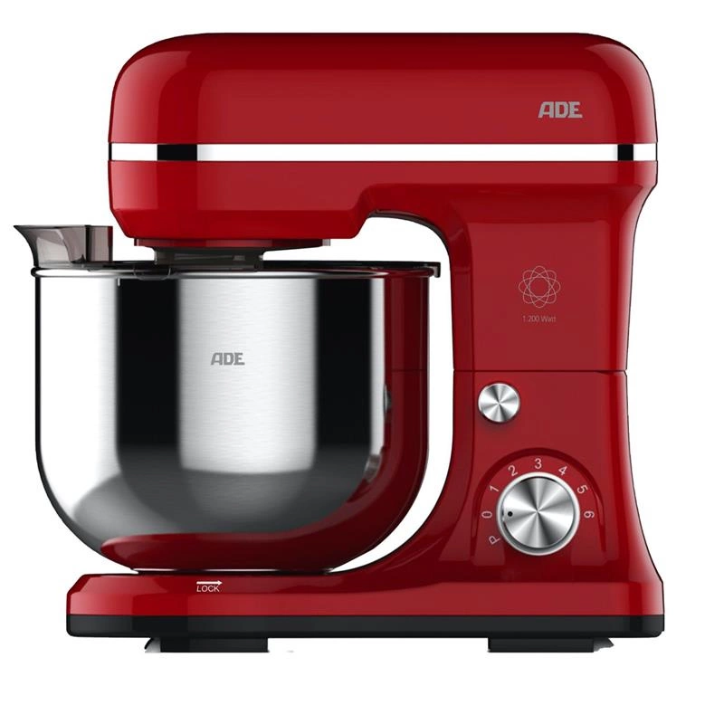 ADE - mikser planetarny, 3 mieszadła, 1200 W, 29,5 x 20,5 x 31,5 cm, czerwony