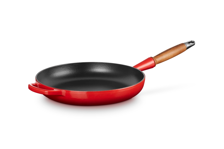 Le Creuset - patelnia żeliwna z drewnianym uchwytem 28 cm Wiśniowy