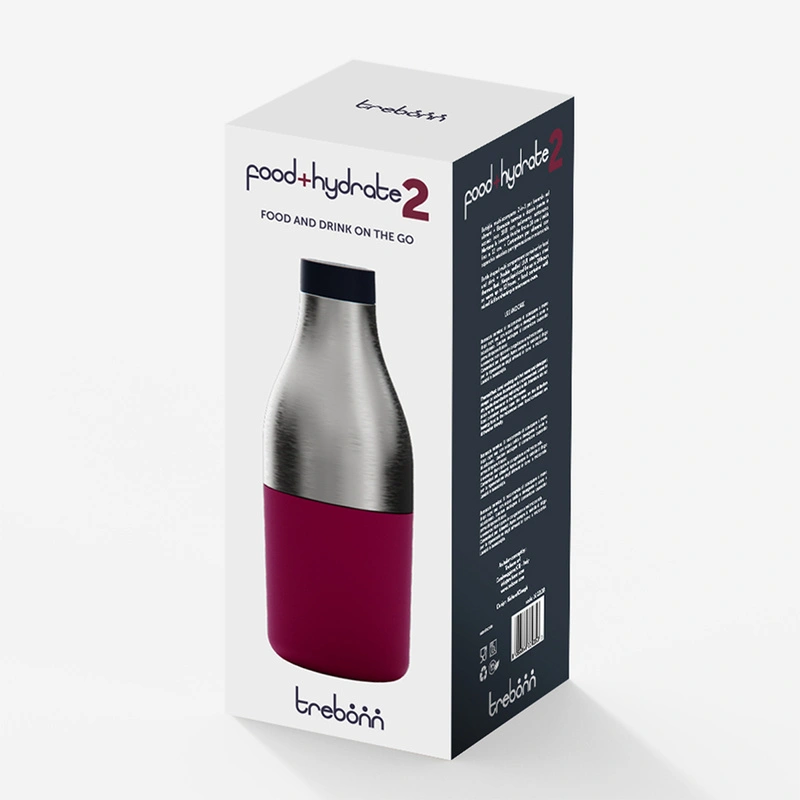 Trebonn - Pojemnik na jedzenie i wodę w kształcie butelki 2w1
