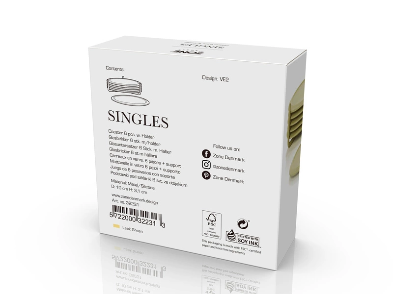 Zone Denmark - Podstawki pod szklanki Singles Leek Green