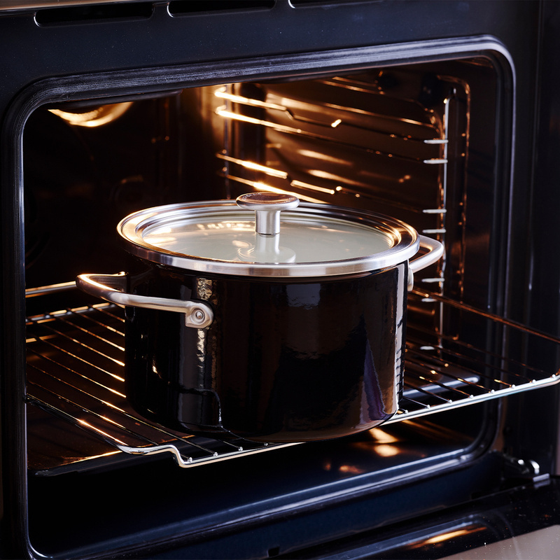 KitchenAid - Garnek emaliowany z pokrywką 20 cm 3,7 L czarny