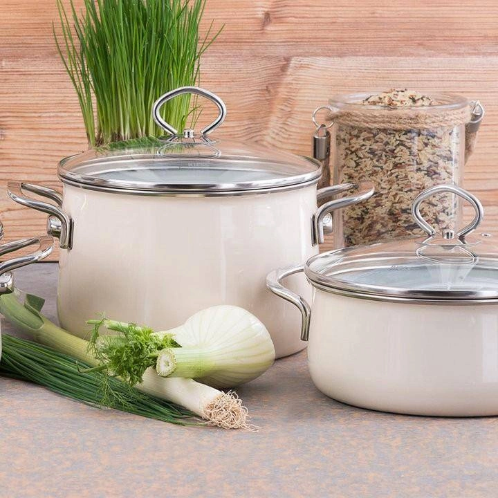 Riess - Garnek wysoki z pokrywą 4,0l 20cm Avorio