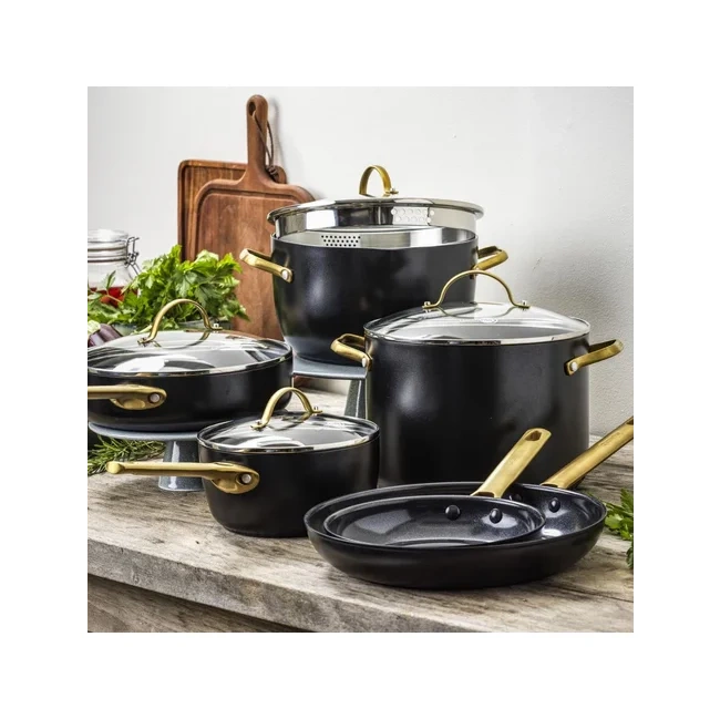 GreenPan - zestaw 10el. Garnków i patelni czarny