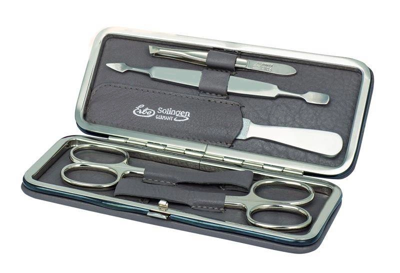 Erbe Solingen - Zestaw do manicure 5 cz. stal niklowana szary, sztywne etui