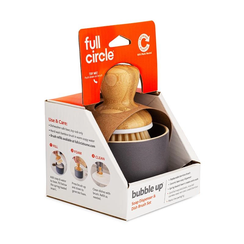 Full Circle - Szczotka do naczyń z pojemnikiem Bubble Up Set
