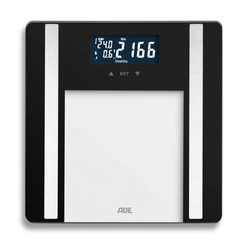 ADE - waga łazienkowa z analizą masy ciała, do 180 kg, 30 x 30 cm, czarna