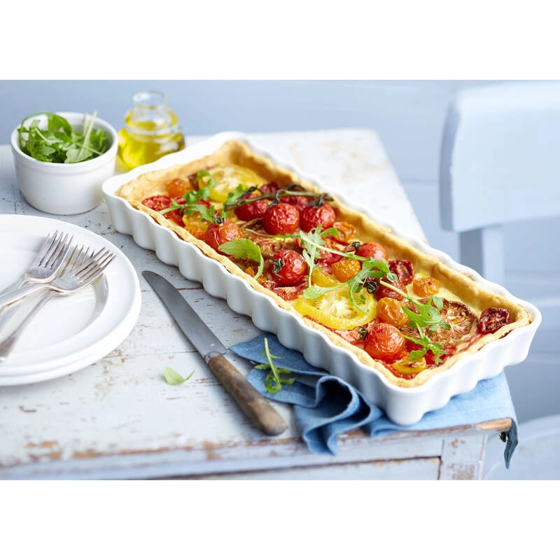 Emile Henry - Prostokątne naczynie do tarty- 36x15x5cm - biały