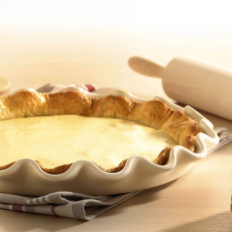 Emile Henry - Naczynie do tarty z falbaną 33cm kremowy