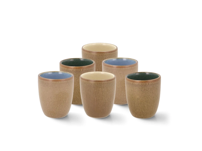 Bitz - Zestaw kubków do espreso 6szt. Brown Stoneware