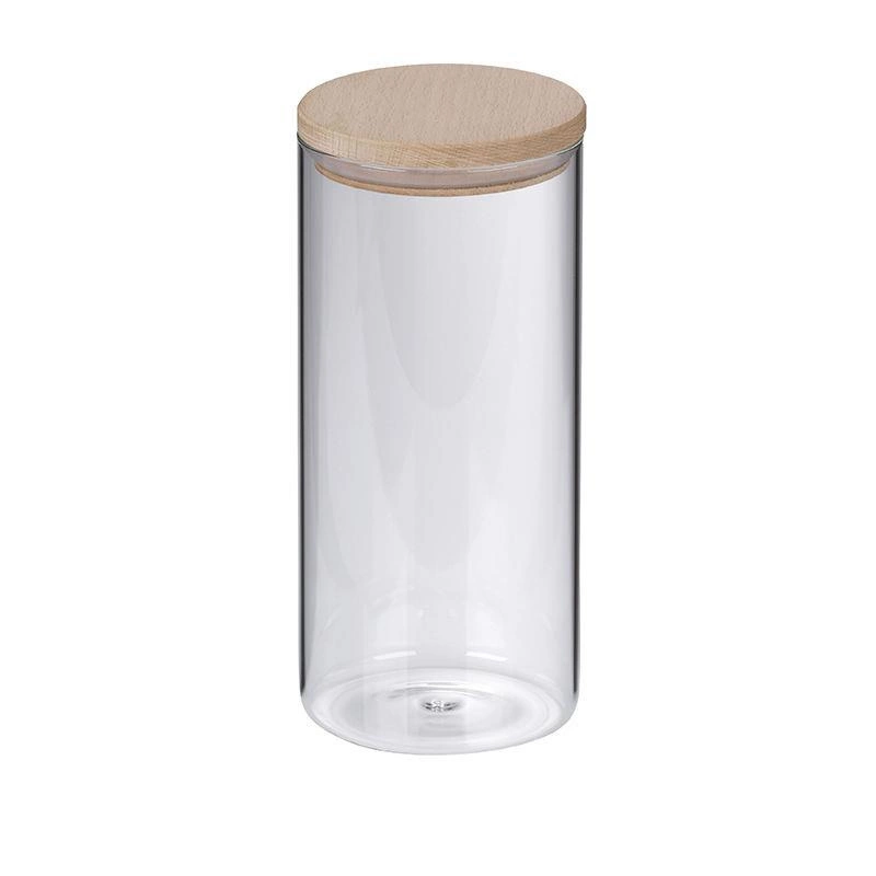 Kela - pojemnik kuchenny, szkło borokrzemowe, drewniana pokrywka, śred.10 cm, wys.22 cm, 1,5 l Amelie