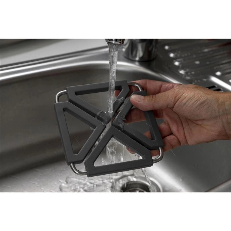 Lurch - podkładka pod gorące naczynia, składana, stal nierdzewna/silikon, 12,5 x 12,5 cm