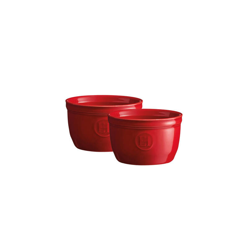 Emile Henry - Zestaw dwóch miseczek do zapiekania typu ramekin - N°9 - czerwony