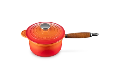 Le Creuset - Rondel żeliwny z drewniana rączką 18 cm płomienny