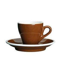 Cilio - porcelanowa filiżanka do espresso ze spodkiem, 50 ml, brązowo-biała Milano