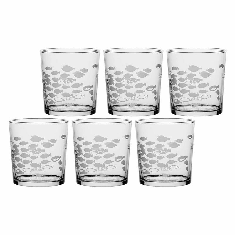 La Porcellana Bianca - zestaw 6 szklanek z grubym dnem ryby 350 ml Babila