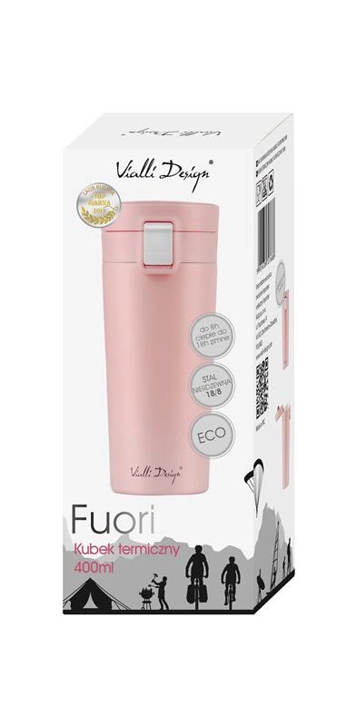 Vialli Design - Kubek termiczny 400ml FUORI różowy