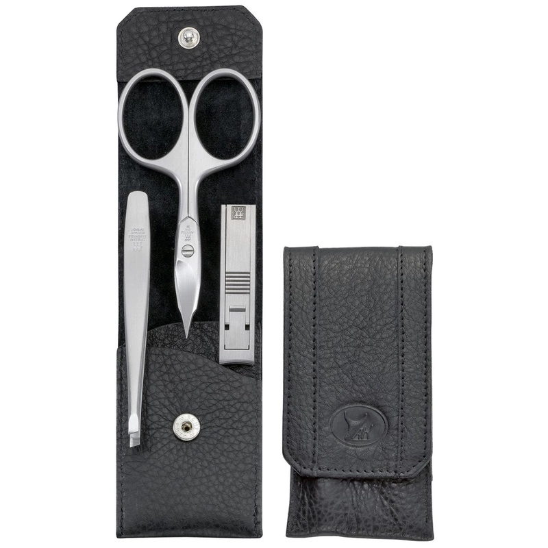 Zwilling - zestaw podróżny - czarne skórzane etui, 3 elementy Twinox