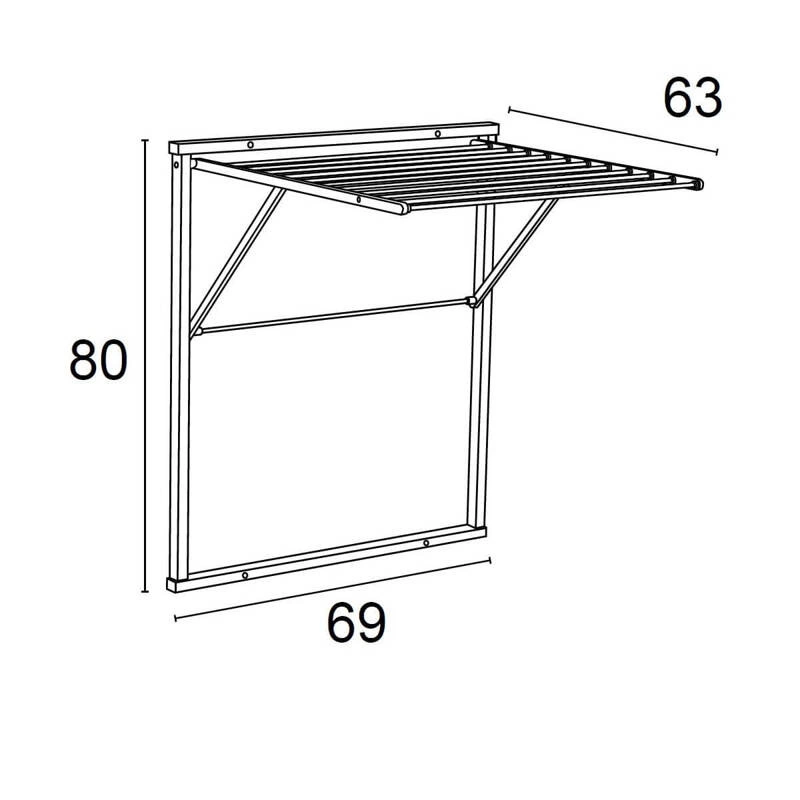 ARREDAMENTI - KLEDY Naścienna suszarka na pranie - 80 x 69 cm, Brązowy