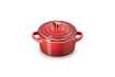 Le Creuset - Mini-Cocotte 10 cm ze złotą gałką serce Wiśniowy