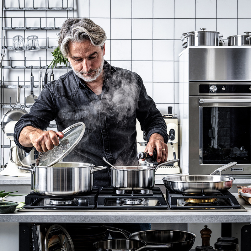 KitchenAid - Garnek z pokrywką 3-warstwowy stalowy 4,9L