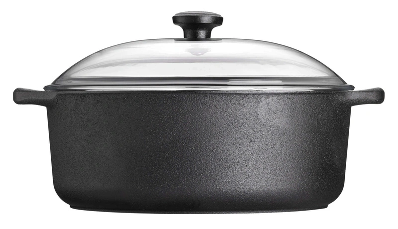 Skeppshult - Garnek żeliwny ze szklaną pokrywą - 5.5 ltr, czarny