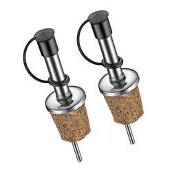 Cilio - nalewaki do octu, oliwy i alkoholi, 2 szt., stal nierdzewna/korek, śred. 2,5 x 9 cm Mezzo Natura