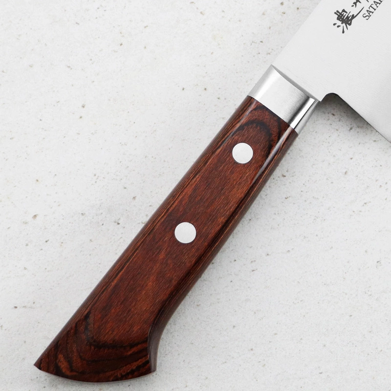 Satake - Unique Shirogami Nóż Santoku 17cm w drewnianym pudełku