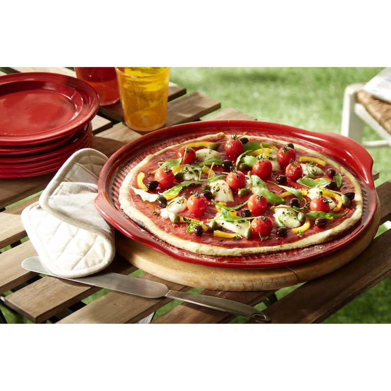 Emile Henry - Kamień do pizzy 37 CM - czerwony