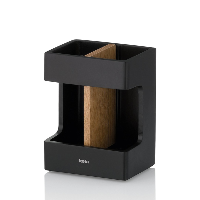 Kela - Ogranizer na szczoteczki czarny-dąb Cube