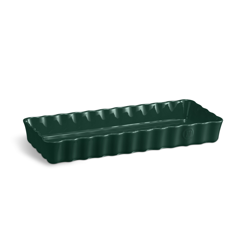 Emile Henry - Prostokątne naczynie do tarty- 36x15x5cm - cedrowy/zielony